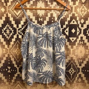Women’s Ana Tropical Blue & White Tank Top With Adjustable Straps, Size XL